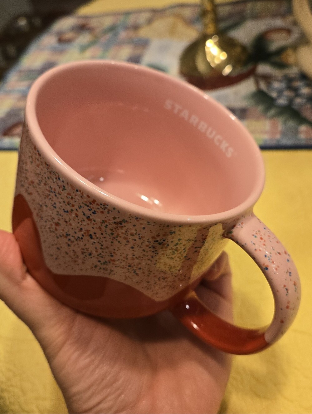 Starbucks 2024 Limited Edition Sprinkle Drip Mug 14 oz Pink & Red Speckled - Picture 2 of 6